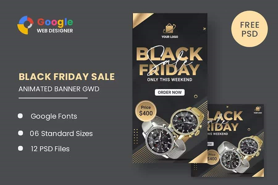 BLACK FRIDAY SALE WATCH HTML5 BANNER ADS GWD